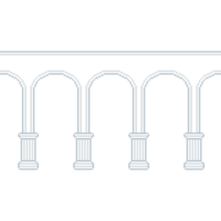 Pixel art colonnade with arches, classical front building architecture. Classic Ionic Columns png