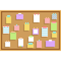 Pixel Art of Bulletin Board with many Sticky Notes, crock board with memo pads png