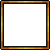 Pixel art gold vintage square frame. 8 bit golden border frame png