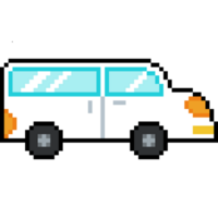 Pixel Art white Van. 8-Bit Style Vehicle for Game or Retro Media png