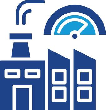 Single icon from a factory and a system that monitors parameters or performance for remote monitoring and control of machines, production lines or factory environments vector