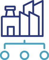 Icon industrial facility or company with a production process that produces some output or distribution. vector
