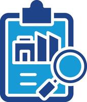 icon of a graphic document and a magnifying glass strongly points to the concept of auditing in the process of verifying and validating vector