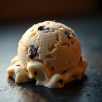 Scoop of Melting Ice Cream with Chocolate Chips Close-up photo