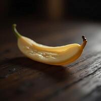 Sliced Banana on Wooden Table in Soft Light Close-up photo