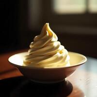 Serving of Soft Serve Ice Cream in a Bowl in Natural Light photo