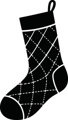 Christmas stocking silhouette with quilted design