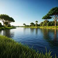 A river with trees and grass in the background photo