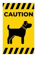 Caution Sign Featuring Simple Black Dog Silhouette on Yellow Background vector