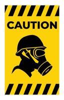 Caution Sign with Gas Mask Symbol and Bold Yellow Background vector