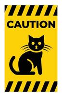 Caution Sign with Black Cat Icon on Yellow Background and Striped Border vector
