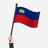 Hand Holding Liechtenstein Waving Flag vector