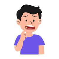 man with canker sore in mouth. illustration vector