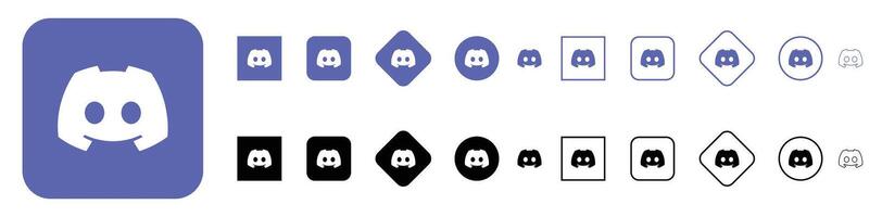 Various discord logo icons in different styles and colors vector
