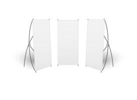 Three empty display stands setup vector