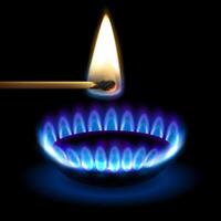 Match lighting gas stove flame vector