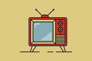 An old television with a red and white background vector