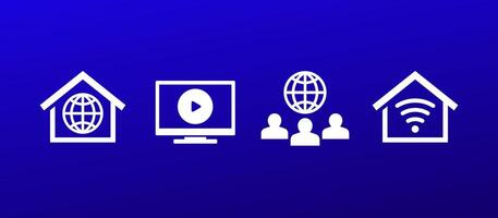 home network and smart tv icons, vector