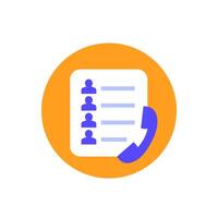 call list, contacts icon, flat vector