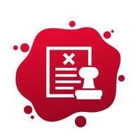 rejected document icon with stamp vector