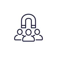 retention line icon, magnet and users vector