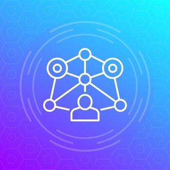 blockchain usuario icono en lineal estilo vector