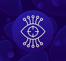 Computer vision icon with an eye, line vector