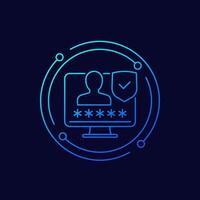 secure login, access with password icon, linear design vector