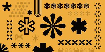 asterisks icons, geometric abstract shapes, design elements vector