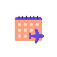 Flight calendar, schedule icon, flat vector