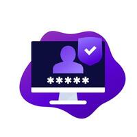 secure login, access with password icon with a computer vector