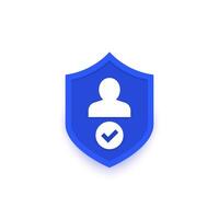 user protection icon with a shield and checkmark vector