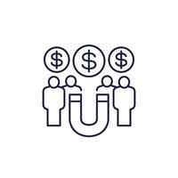 retention icon with users, line vector