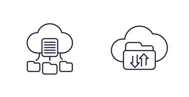 cloud folders line icons, files and documents online vector