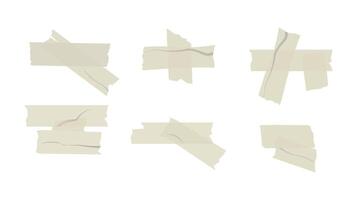 Duct Tape Collection Isolated on White, et of realistic sticky tape stripes on white background vector