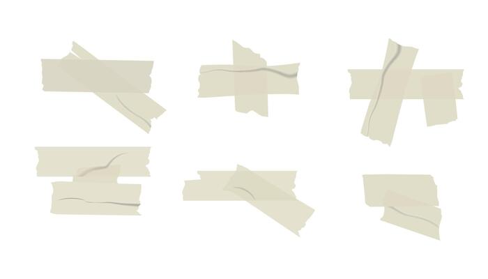 Duct Tape Collection Isolated on White, et of realistic sticky tape stripes on white background