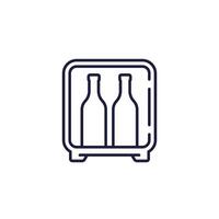 minibar icon, fridge with wine line vector