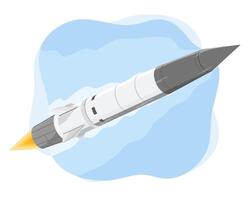 High speed hypersonic missile flying through the upper atmosphere with ignition flame during advanced aerospace defense operation cartoon vector