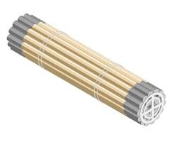Isometric illustration of a nuclear fuel rod bundle showing cylindrical uranium fuel elements and structural support rings used in reactor core assemblies vector