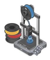3D printer with colorful filament spools vector