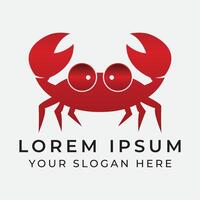 A crab logo with a red face and eyes vector