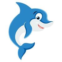 Smiling Dolphin Silhouette Art on White Background vector