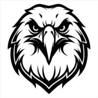 Striking Eagle Head Illustration A Bold Black and White Emblem of Power and Determination Featuring Sharp Lines and Intense Gaze vector