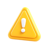 3d yellow warning triangle exclamation mark isolated on transparent background png