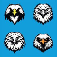 A Collection of Eagle Head Illustrations Displays Various Styles, Colors, and Intricate Details against a Light Blue Background vector