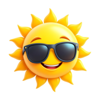Smiling sun with sunglasses isolated on transparent background png