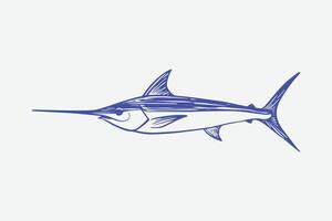 swordfish sketch image for logo design, symbol or other design needs. vector