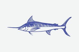 marlin fish sketch hand drawing. vector