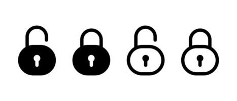 Unlock and lock icon set. Security padlock symbol. Data protection sign vector