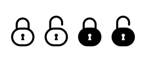 Lock and unlock icon set isolated on white background. Privacy protection sign symbol vector